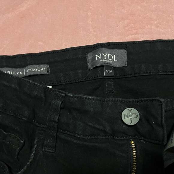 NYDJ Size 10 Petite Marilyn Straight Leg Black Jeans with LiftXTuck Technology - Picture 2 of 8